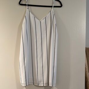 White Striped Sleeveless dress